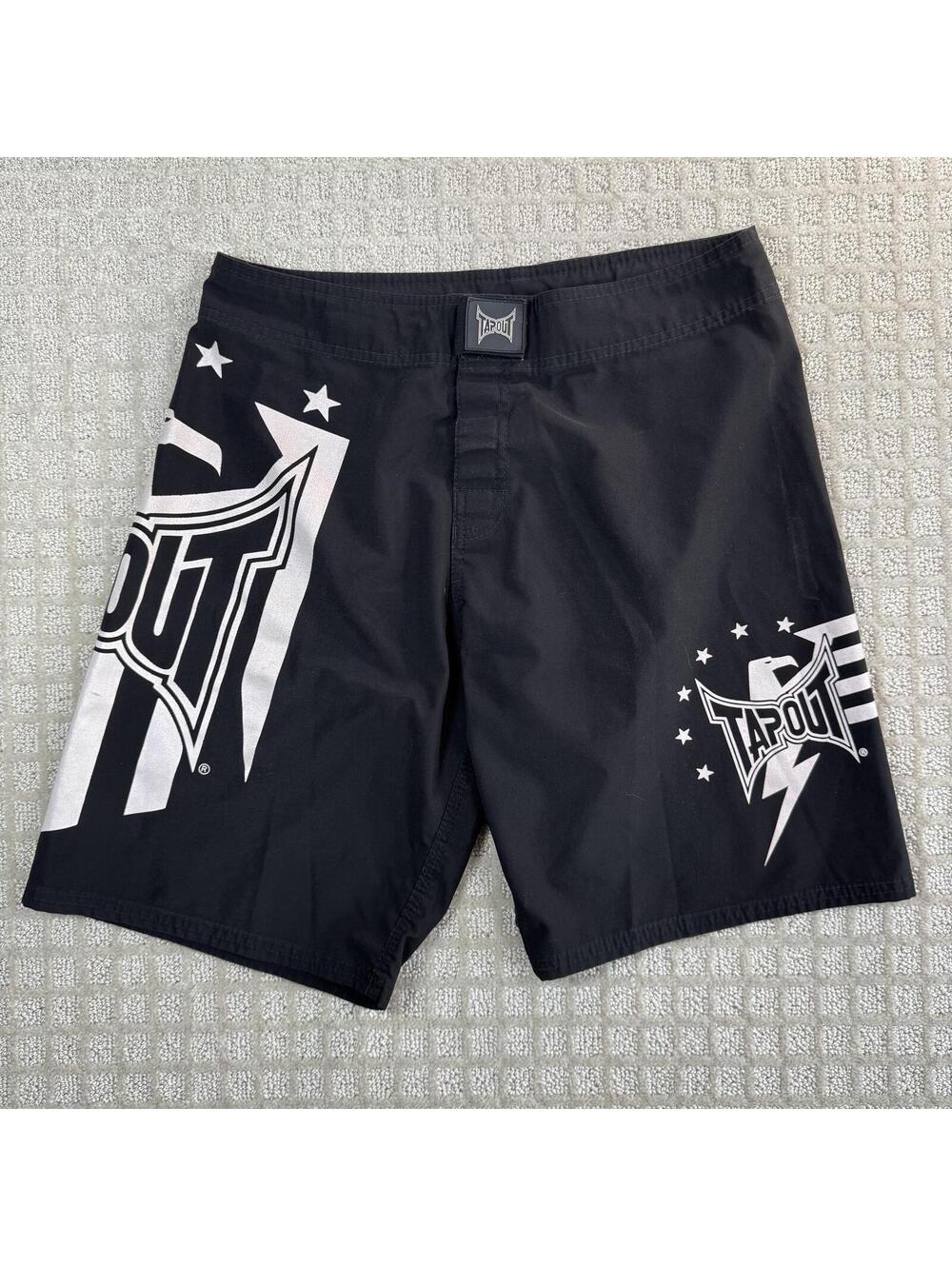 Y2K Tapout MMA Fight Shorts Black Graphic Size 30